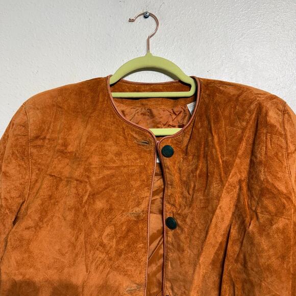 Lord & Taylor Camel Vintage Suede Leather Jacket Sz 10 - Picture 3 of 15